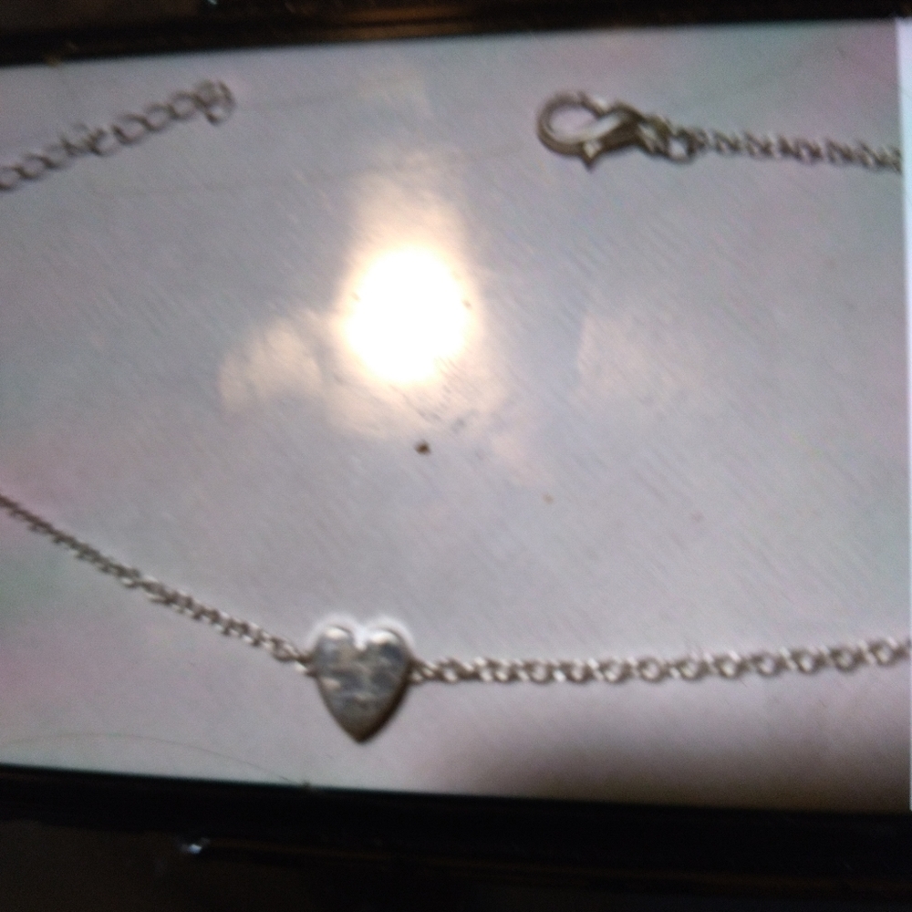 Sterling silver anklet with floating heart